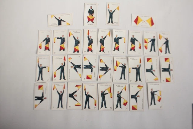 30 Will's cigarettes cards alphabet sémaphore drapeau marine aviation (66445)