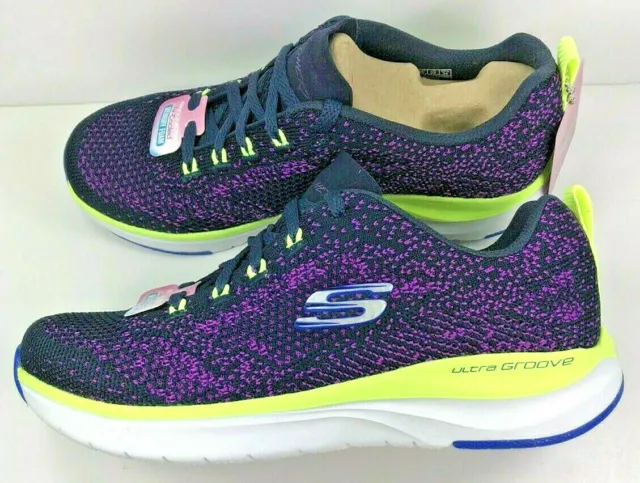 Skechers Ultra Groove/Womans/ Air- Cooled Memory Foam/Navy/Purple/NIB/Reg $70