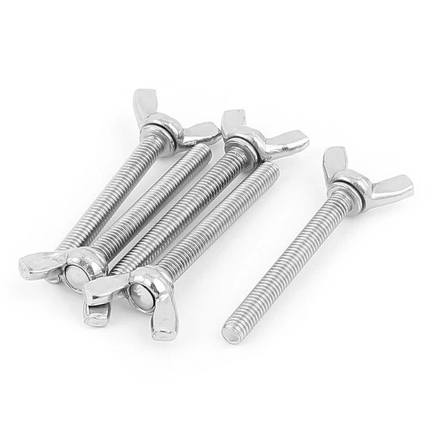 304 En Acier Inoxydable M6 Aile Forme Papillon Tête Vis Boulons 5 Pcs