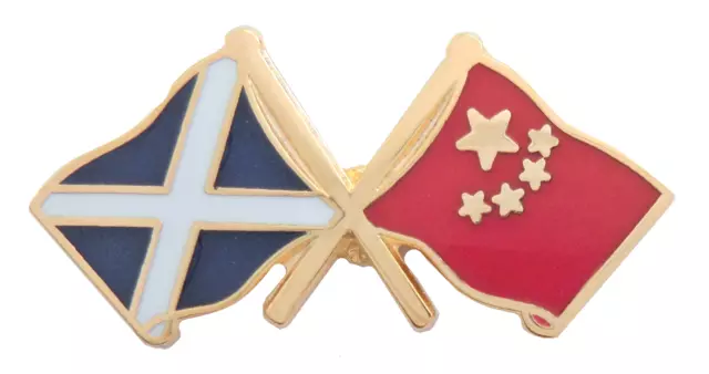 China Flag & Scotland Flag Friendship Courtesy Pin Badge