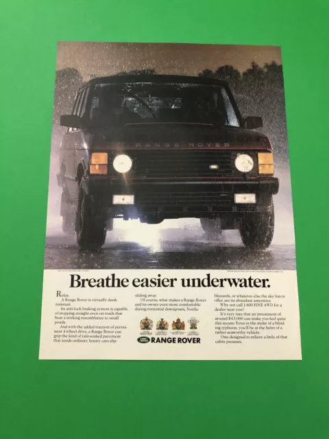1991 1992 Range Rover Original Vintage Print Ad Advertisement A3