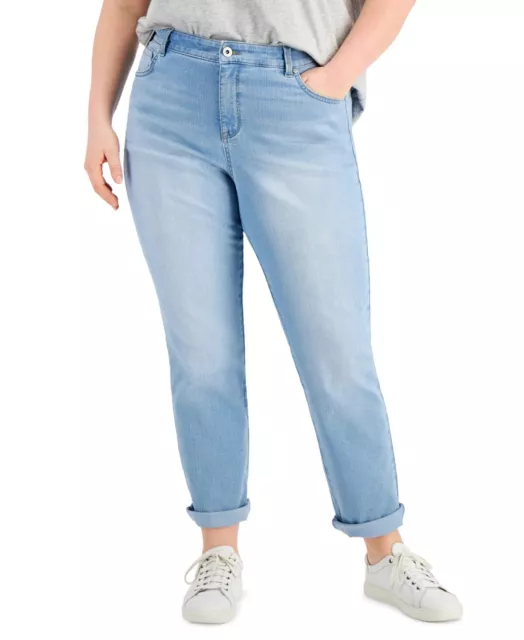 MSRP $60 Style & Co Plus Size High-Rise Straight Jeans Blue Size 14W