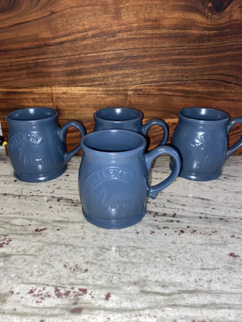 Four Baileys Irish Cream Blue Coffee Cups Mugs  Yum 12 Oz  AHA PERFECT CONDITION