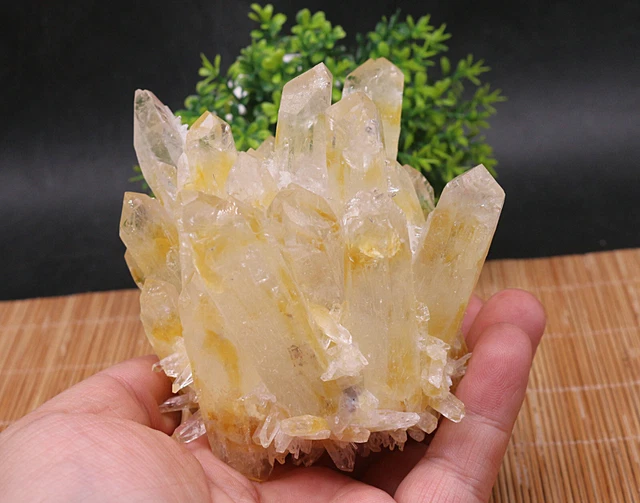 505g New Find Yellow Phantom Quartz Crystal Cluster Mineral Specimen