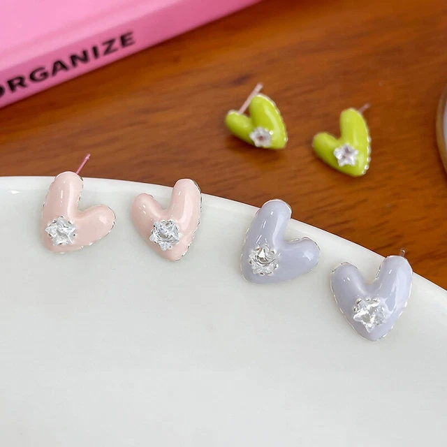 1Pair Sweet Mini Stud Earrings For Women Fashion Love Heart Earrings Jewelry