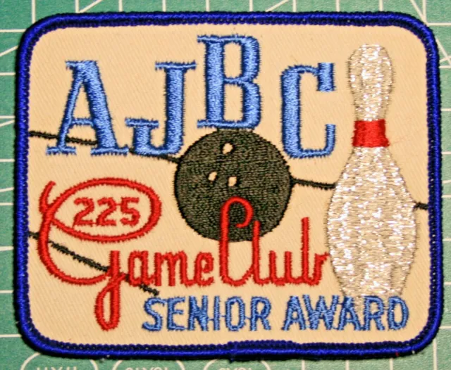 1960's-80's Vintage Original Bowling Patch, AJBC 225 Game Club, Senior Award Mid