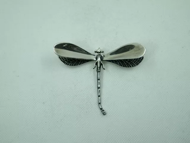 Large Sterling Silver 925 Dragonfly Pin Brooch CIL Mexico