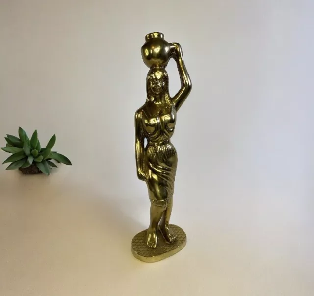 Antique Neoclassical Statue Candle Stick Robed Woman Water carrier with Pot