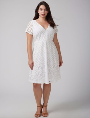 Lane Bryant Lace Fit & Flare Dress 14 16 18 20 22 24 26 28 White 1x 2x 3x 4x