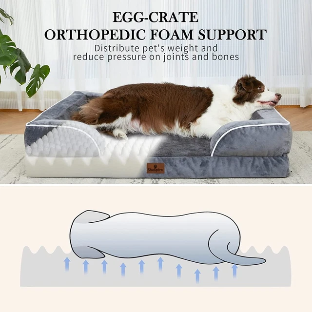 Large Dog Bed Orthopedic Memory Foam Waterproof Pet Sofa Removable Bolster Cover 3