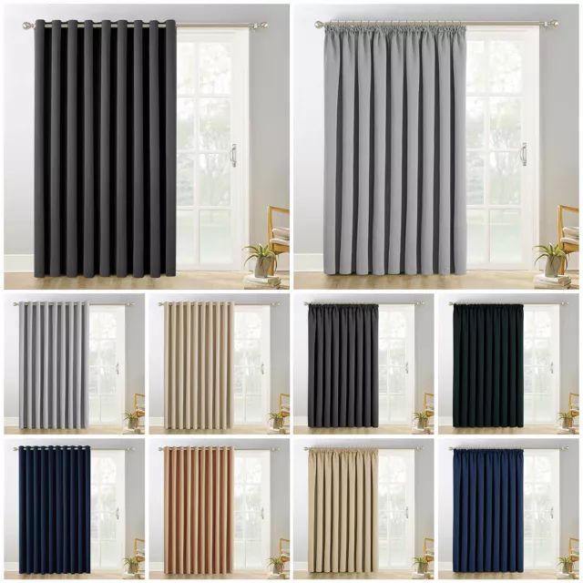 Thermal Blackout Door Curtain Ready Made Eyelet Ring Top Energy Saving Curtains