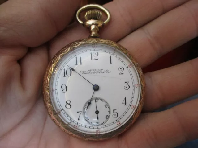Antique 1800's Waltham Men's  Pocket Watch Gold Filled Case Running