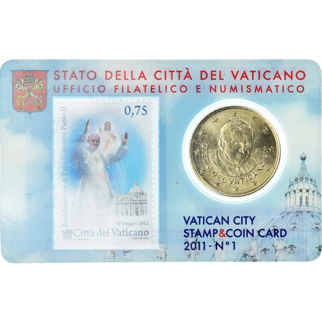[#1147811] Cité du Vatican, 50 Euro Cent, 2011, Rome, Stamp and coin card, FDC,