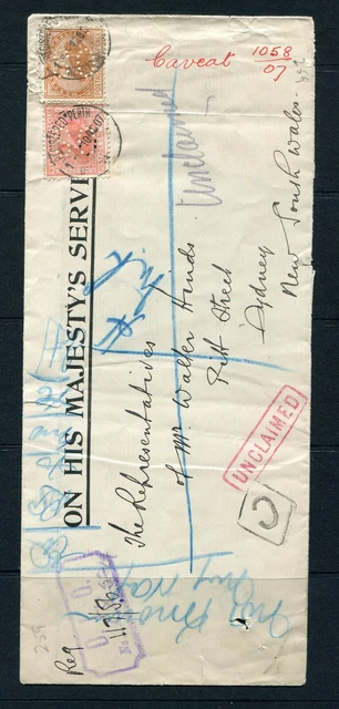 Western Australia 1907 Ohms Registered Cover From Perth  To Sydney .Etc