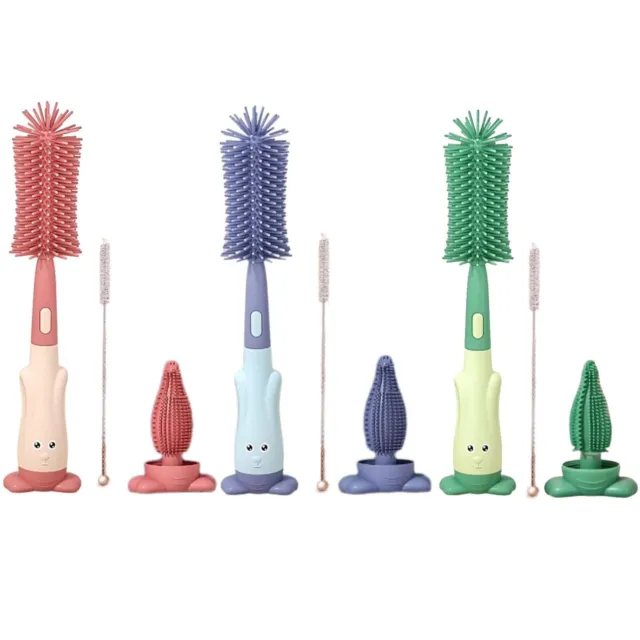 3 in 1 Multi Functional Silicone Bottle Cleaning Brush Kit with Stand