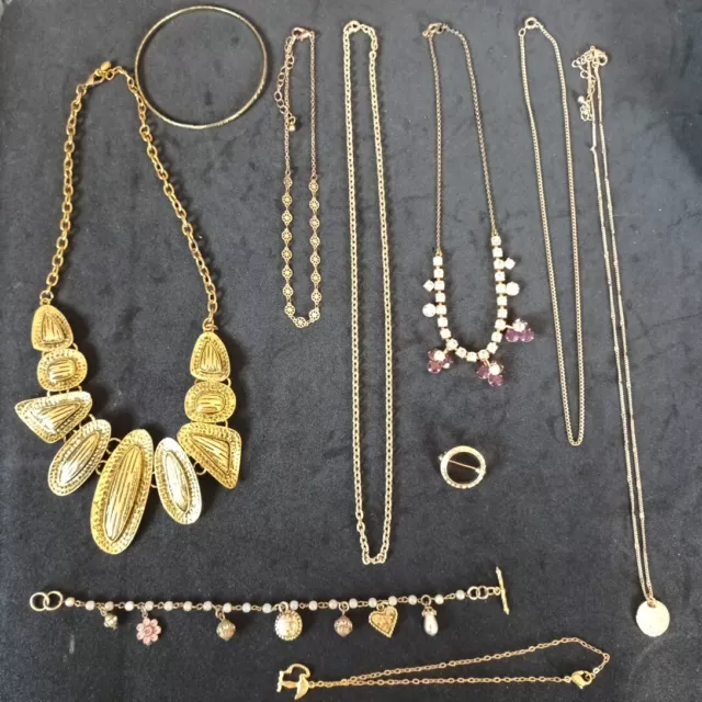 Gold Tone Costume Jewellery Necklaces Bracelets Bundle Joblot