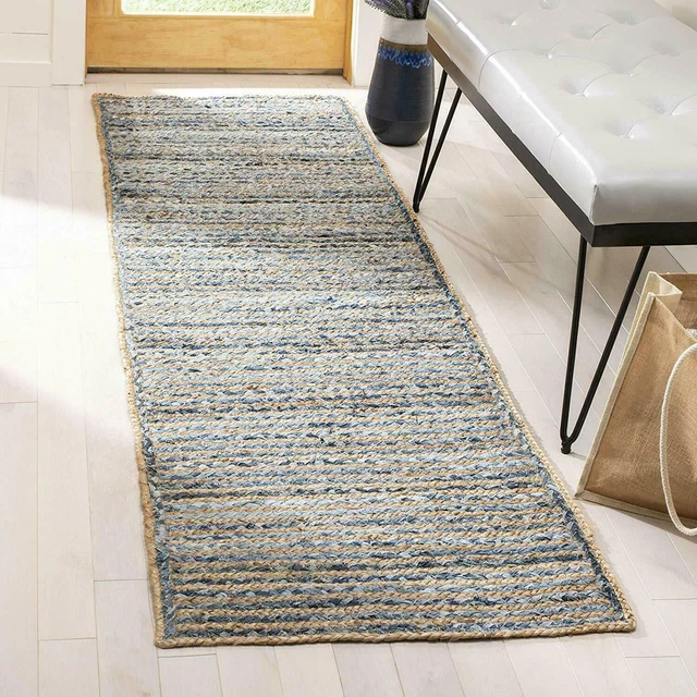 Alfombra trenzada natural. Alfombra de yute reversible de 2'5x6 pies...