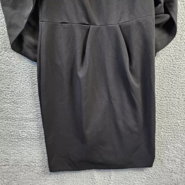 Betsy & Adam Back-Draped Crepe Sheath Dress Womens 14 Black Cape Sleeve Back Zip 3