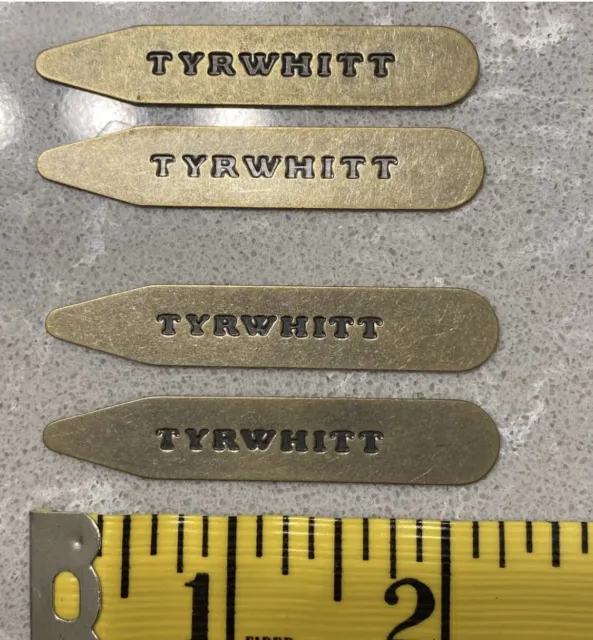 TWO PAIRS Charles Tyrwhitt Brass 55mm/2.25” Mens Dress Shirt Spread Collar Stays