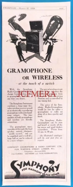 'SYMPHONY' Gramophone & Radio Co. Ltd., Advert - 1929 Art Deco Print