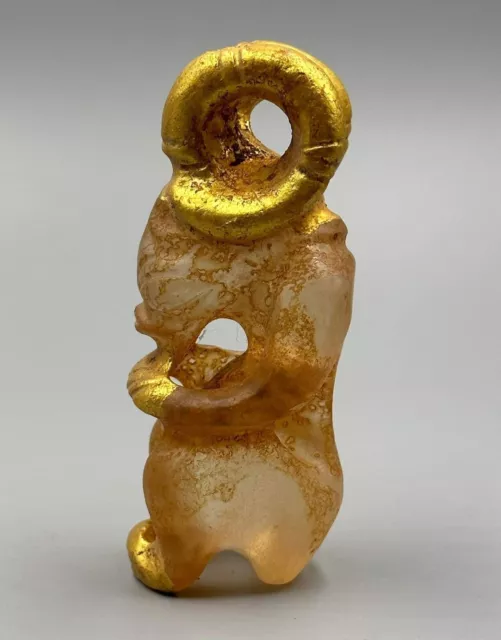 Extremely rare ancient mayan pre columbian 22K gold crystal alien-like diety 2