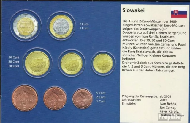 Slowakei SK1- 3 Stgl./unzirkuliert gemischte Jahrgänge ab 2009 Kursmünze 1, 2 un