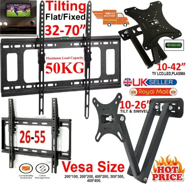 Tv Wall Bracket Mount Slim For 26 30 32 40 42 50 70 Inch Flat 3D Lcd Led Plasma