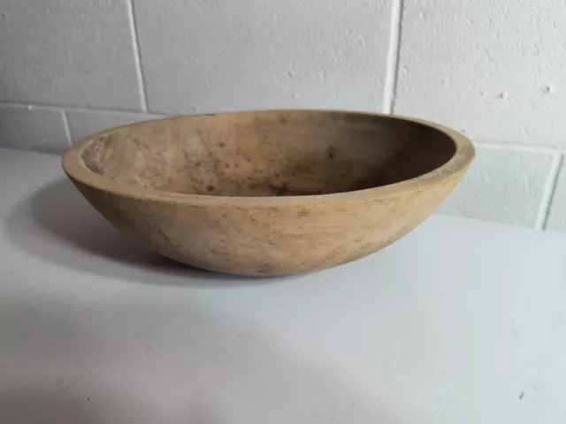 Vintage Antique Primitive Munising Wooden Mixing Bowl  Oval 13" X 13.5" X 4"