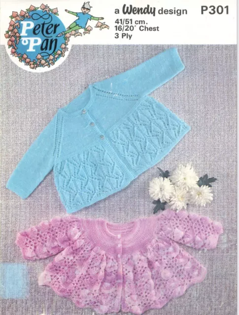 Baby Matinee Coats - Wendy Peter Pan P301 - Vintage Knitting Pattern Reprint