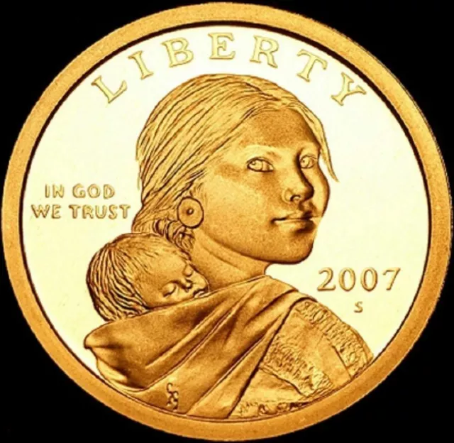 2007 S Native American Sacagawea Dollar Gem Deep Cameo PROOF US Mint Coin!