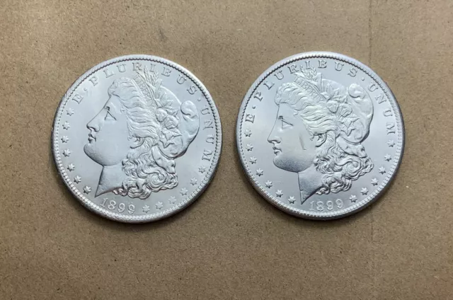 Lot Of (2) Morgan Silver Dollars 1899-O (B512)