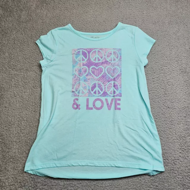 Peace And Love Shirt Youth XL Blue Short Sleeve Childrens Place Casual