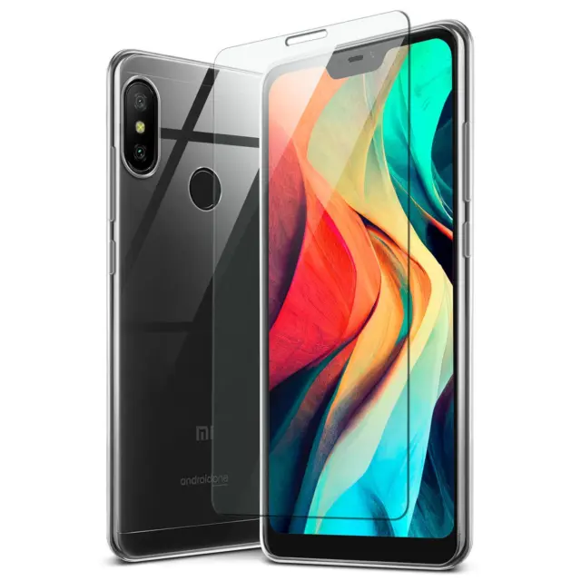 Handy Hülle für Xiaomi Mi A2 Lite Silikon Case Schutz Bumper mit Panzerfolie