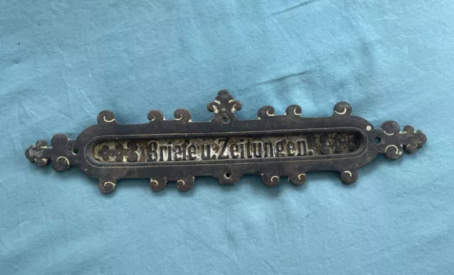 Antique Mail Slot Letter Slot Door Plate Briefe und Zeitungen Austrian 1880