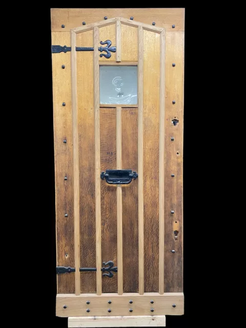 Large Solid Oak Front Door Arts Crafts Old Period Antique Reclaimed Glass Wooden