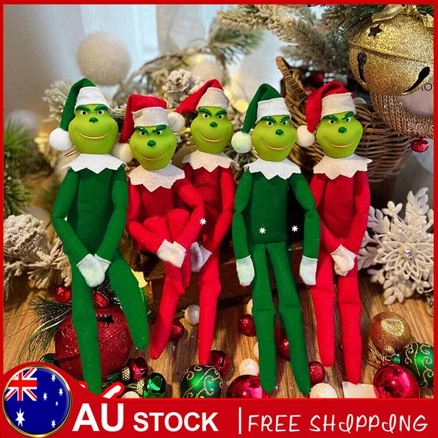 Grinch's on Shelf Plush Elf Doll Toy Ornament Christmas Decors Pendant XMAS AU