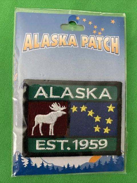 Embroidered ALASKA EST. 1959 - iron on PATCH - new in package 2x2.75 Inch