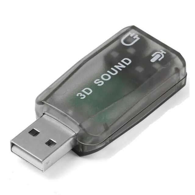 USB Tarjeta de Sonido Audio Adaptador 5.1 3D Virtual Envolvente Portátil PC Z184
