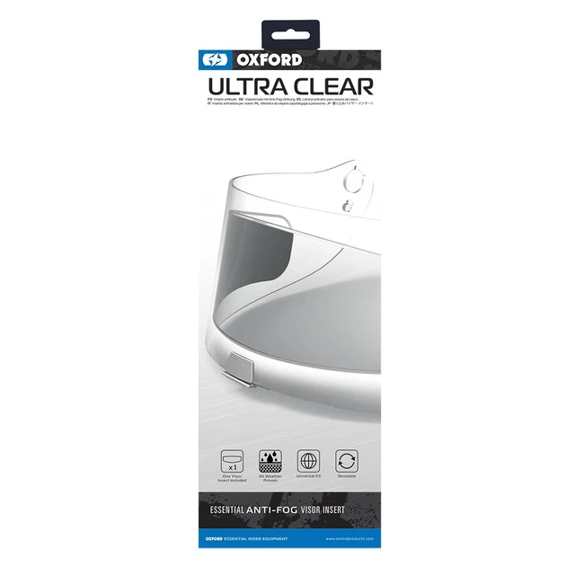 Oxford Ultra Clear Universal Fit Reusable Anti-Fog Visor Insert