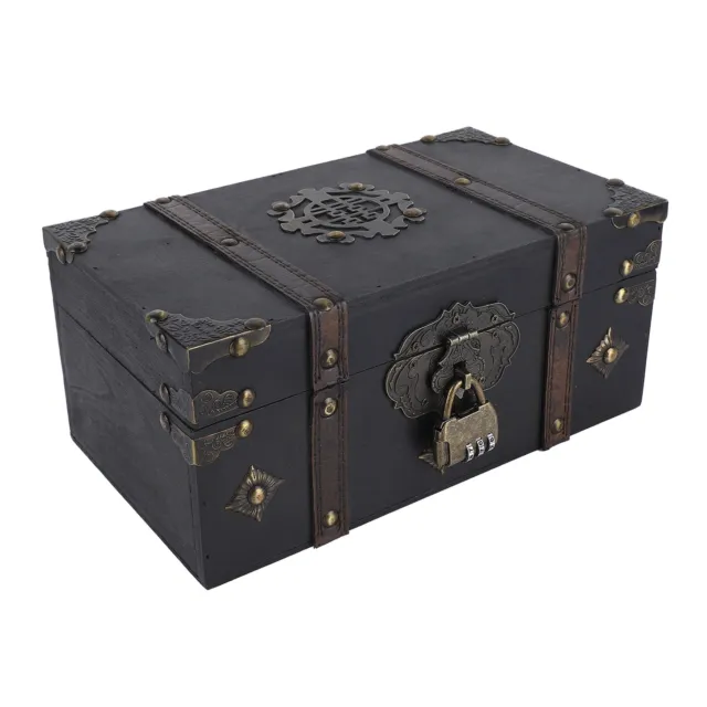 Caja de almacenamiento de joyas de colección caja de almacenamiento de madera retro hebilla de aleación