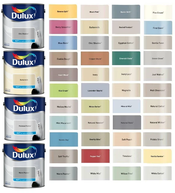 DULUX EMULSION MATT Paint ALL COLOURS 2.5L Walls & Ceiling £20.99