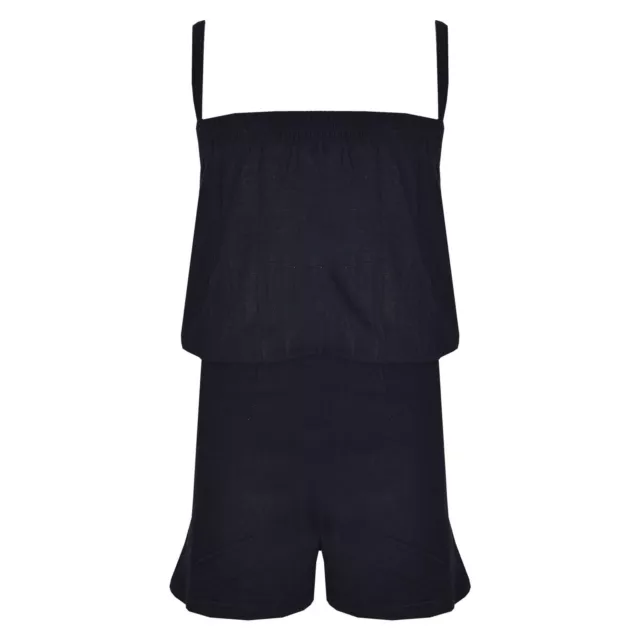 Kids Girls Plain Black Color Playsuit Trendy All In One Jumpsuit New Age 5-13 Yr