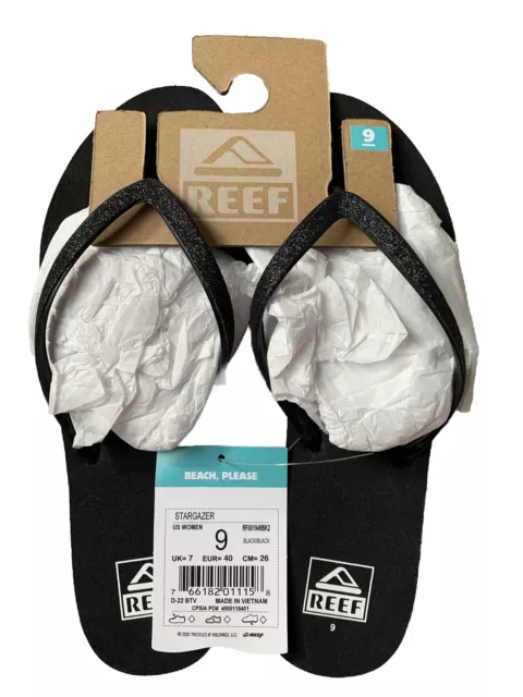 Reef Women's Cushion Bounce Stargazer Black Size 9 US Glitter Sandals NWT