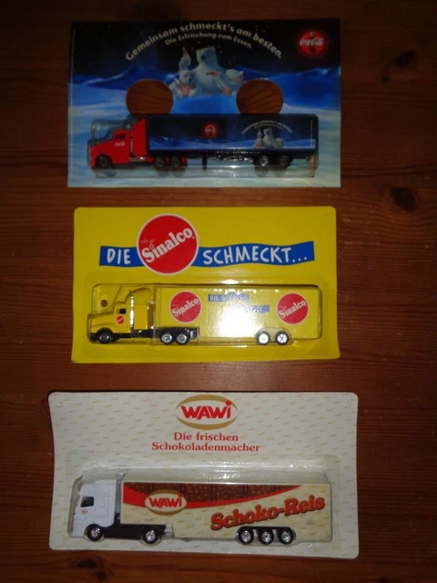 SELTENE MODELL-LKW, COCA-COLA Eisbärfamilie, Sinalco, WAWI Schoko-Reis ...