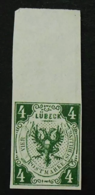 1859Mi:35,-MiNr 5a Wappen 4 Schilling dunkelgrün ungebraucht ohne Gummi Oberrand