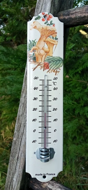 THERMOMETRE EMAILLE 25 cm ARBRE FRUITS EMAIL VERITABLE INT/EXT FAB. EN