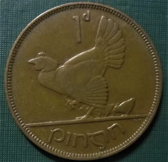 IRELAND 1928 One Penny Pingin Cent Hen & Chicks Coin LOW SHIP