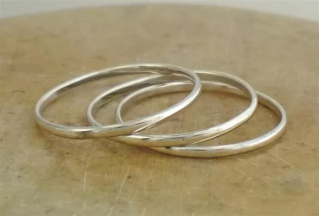 3 X STERLING SILVER 1.0mm WIDE STACKABLE BAND RINGS size 5 style# r1940 ...