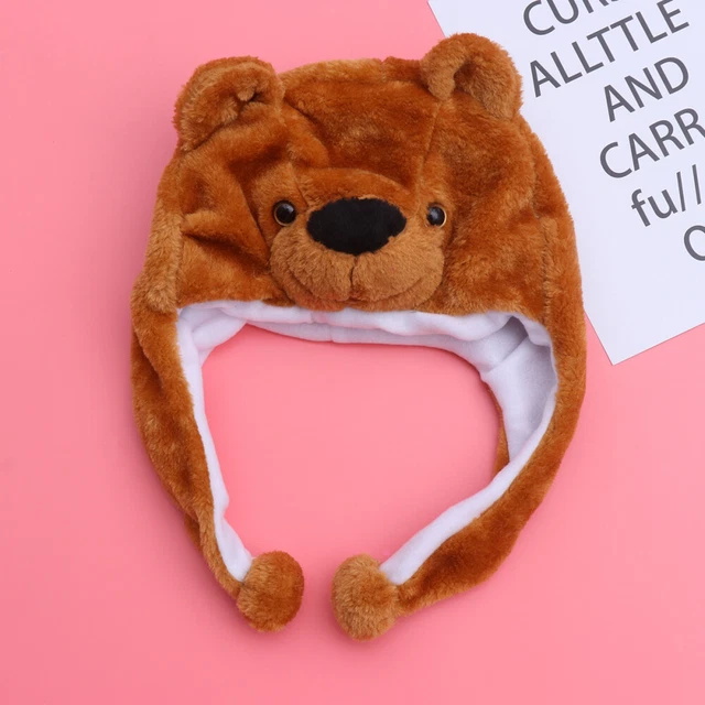 1 Pc Cartoon Animal En Peluche Chapeau Drôle Simulation Ours Brun Animal