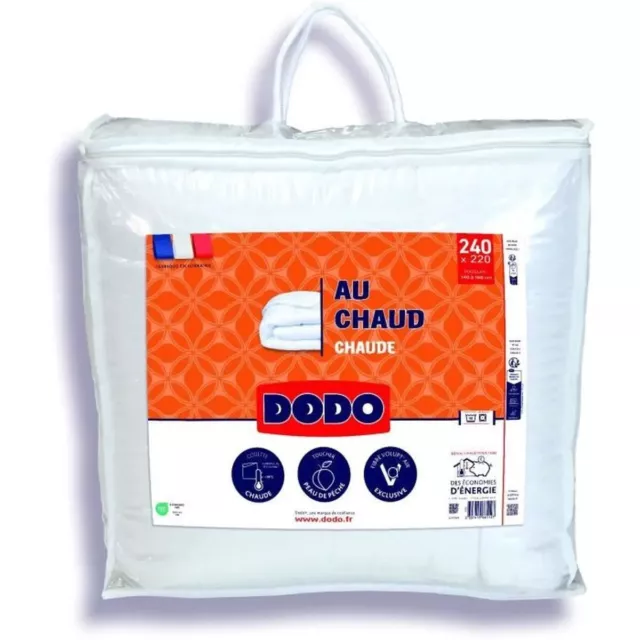 DODO Couette Chaude 350 g/m² Hiver 220x240 cm AU CHAUD - Lit 2 Personnes - BLANC